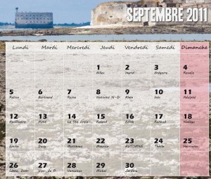 Calendrier Septembre 2011 Fort Boyard