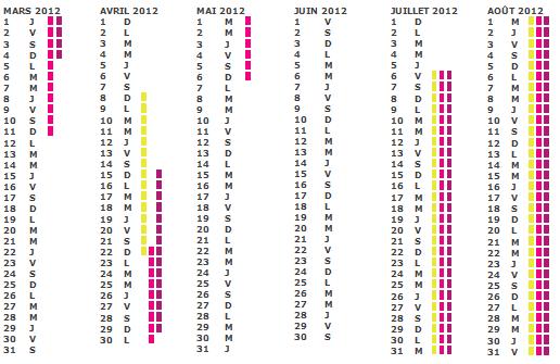 Calendrier Vacances : gratuit pour 2011 2012 2013