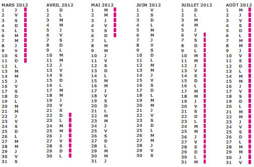 Enfin le calendrier scolaire 2011 2012 est arrivé!