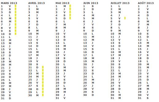 Calendrier Scolaire : gratuit pour 2011 2012 2013