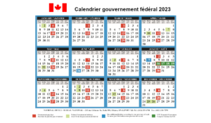 Calendrier gouvernement fédéral 2023