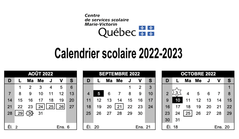 Calendrier scolaire CSMV