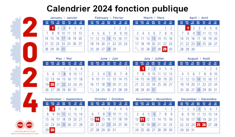calendrier 2024 fonction publique