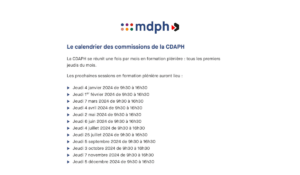 calendrier commission CDAPH de la MDPH 33