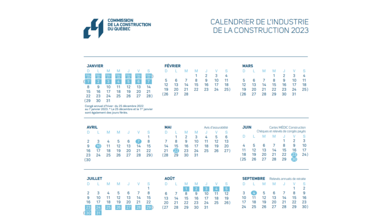 Calendrier Ccq 2023 Imprimer Le Calendrier Construction 2023 - Vrogue