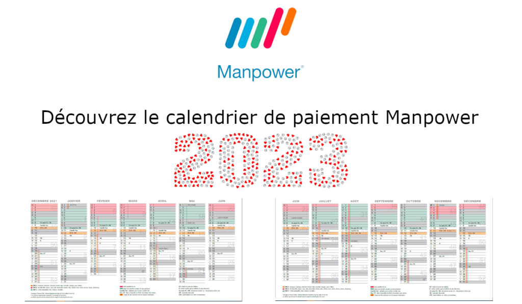 Calendrier paiement Manpower Dates de paie interim