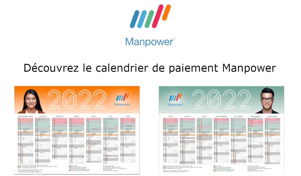 Calendrier paiement Manpower Dates de paie interim