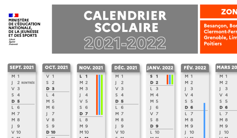 calendrier scolaire 2022