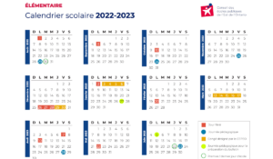 calendrier scolaire cepeo élémentaire 2022-2023