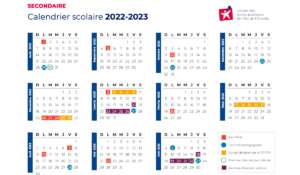 calendrier scolaire cepeo secondaire 2022-2023