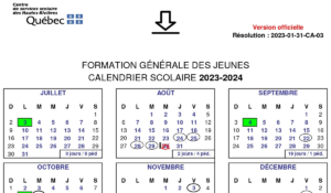 calendrier scolaire csdhr 2023 2024