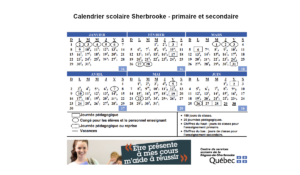 calendrier scolaire sherbrooke CSSRS
