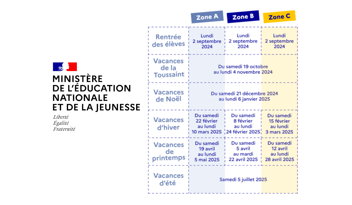 Calendrier scolaire 20242025 pdf Education nationale